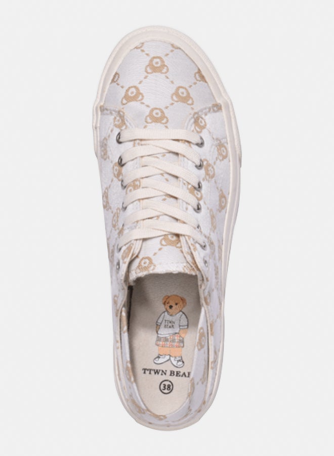 TTWN Bear TTWN Low Top Apricot Canvas Big Eared Bear Pattern Shoes - Image 2
